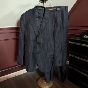 Piattelli Barney's Angelico Super 140s Wool Pinstriped 2pc Suit Italy 42L